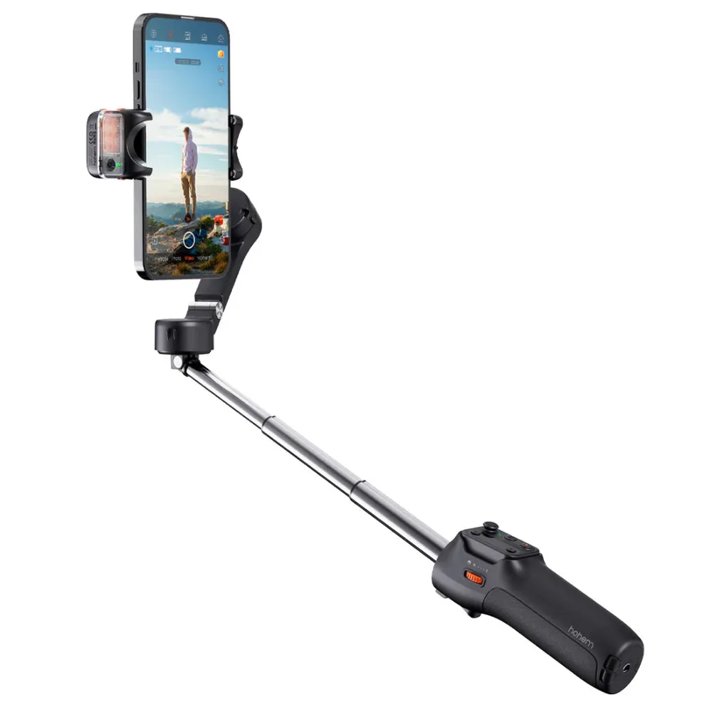 Hohem iSteady V3 Smartphone 3-Axis Gimbal Stabilizer with Magnetic AI Tracker, 3-Color Fill Light, Wireless Remote Control, 13hrs of Battery Life, Built-In Extension Stick and Tripod for Vlogging, Live Streaming, Video Content Creators