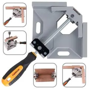 Homdum 90° Corner Clamp Single Hand Quick Release Button 90 Degree clamping tool For Welding Wood Working & Photo Framing Right Angle double clamp Pack of 2 Pecies