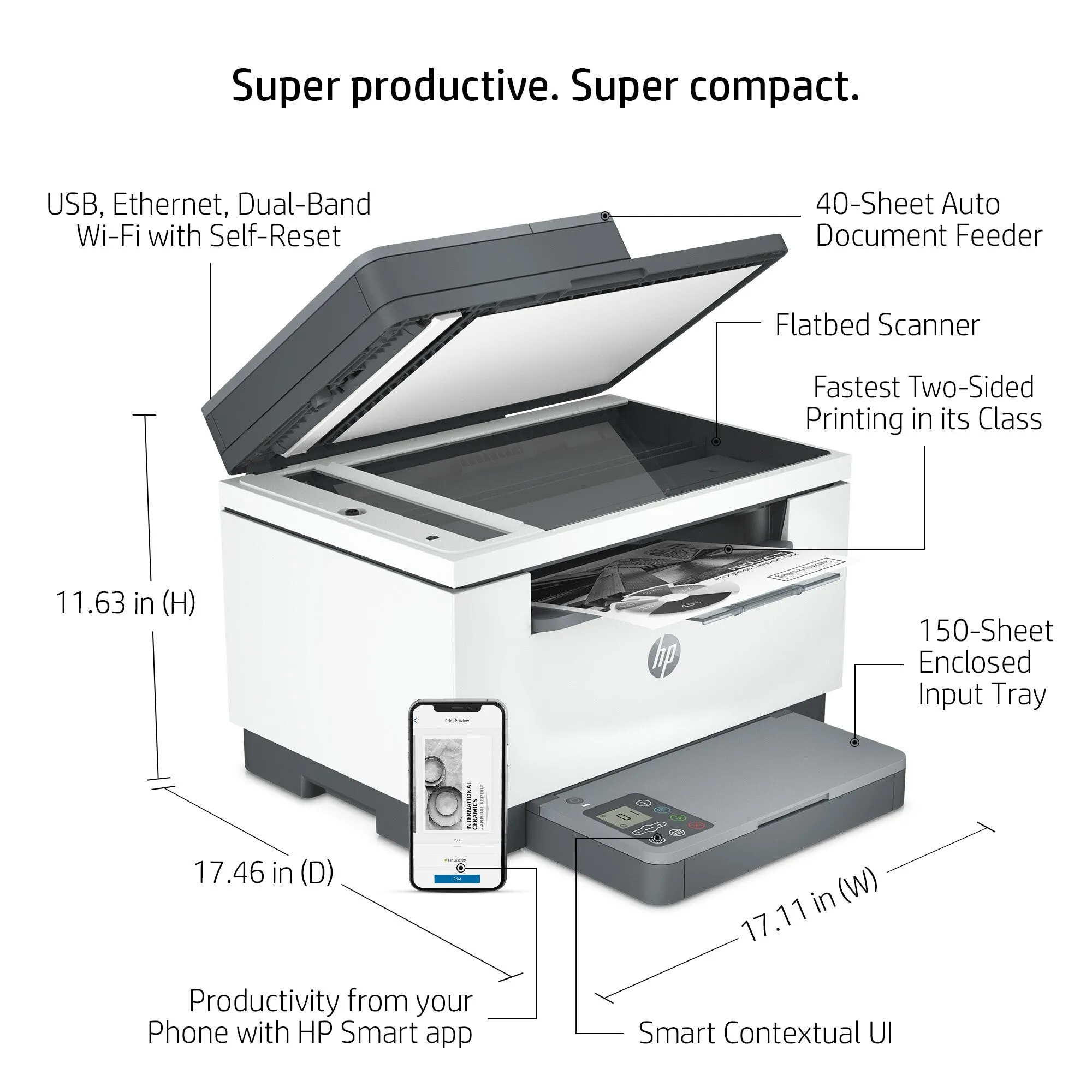 HP LaserJet MFP M234sdw Printer, Black and white, Printer for Small office, Print, copy, scan, Two-sided printing; Scan to email; Scan to PDF