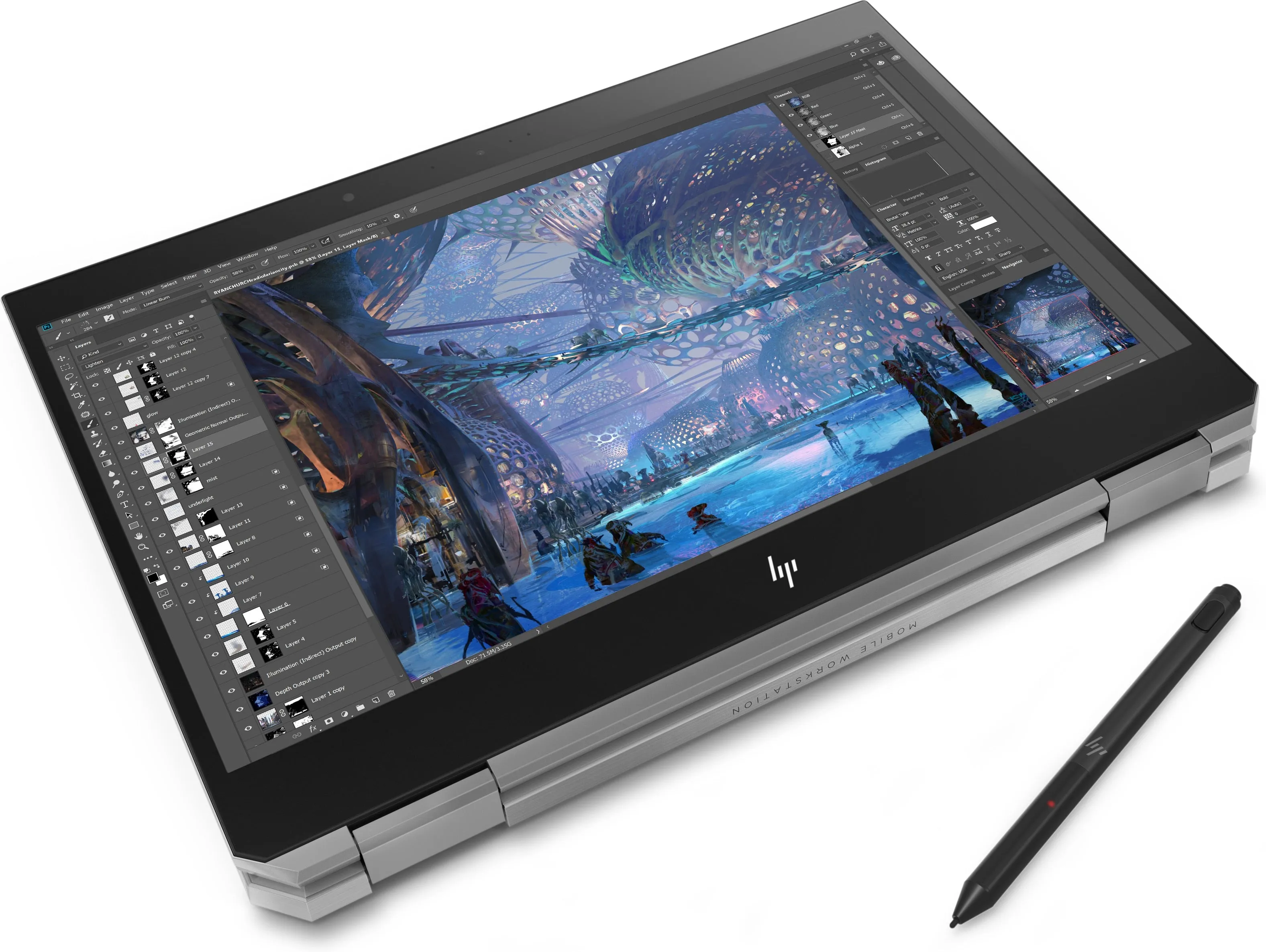 HP ZBook Studio X360 G5 15.6" 4K UHD (Touch) Convertible Mobile Workstation, Intel i9-9880H, 2.30GHz, 32GB RAM, 1TB SSD, Win10P - 2R706UT#ABA