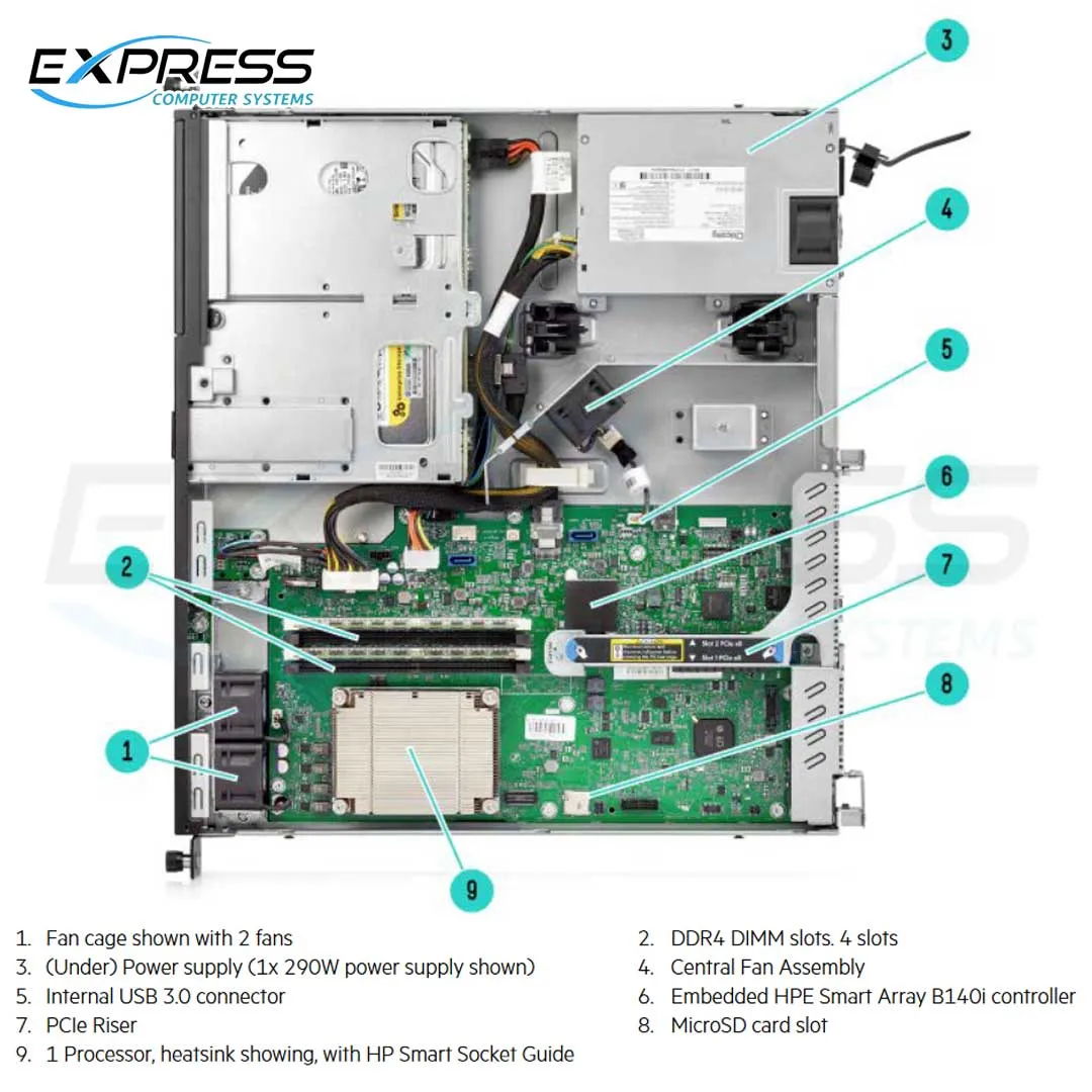 HPE ProLiant DL20 Gen9 Base Server | E3-1220v5 8GBU B140i 2LFF 290W PS | 823556-B21