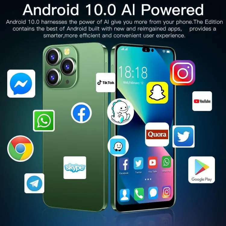 i14 Pro Max N86 Smartphone, 6.3" Display, 2GB RAM   16GB Storage, Face Unlock, Android 10, 4G Network