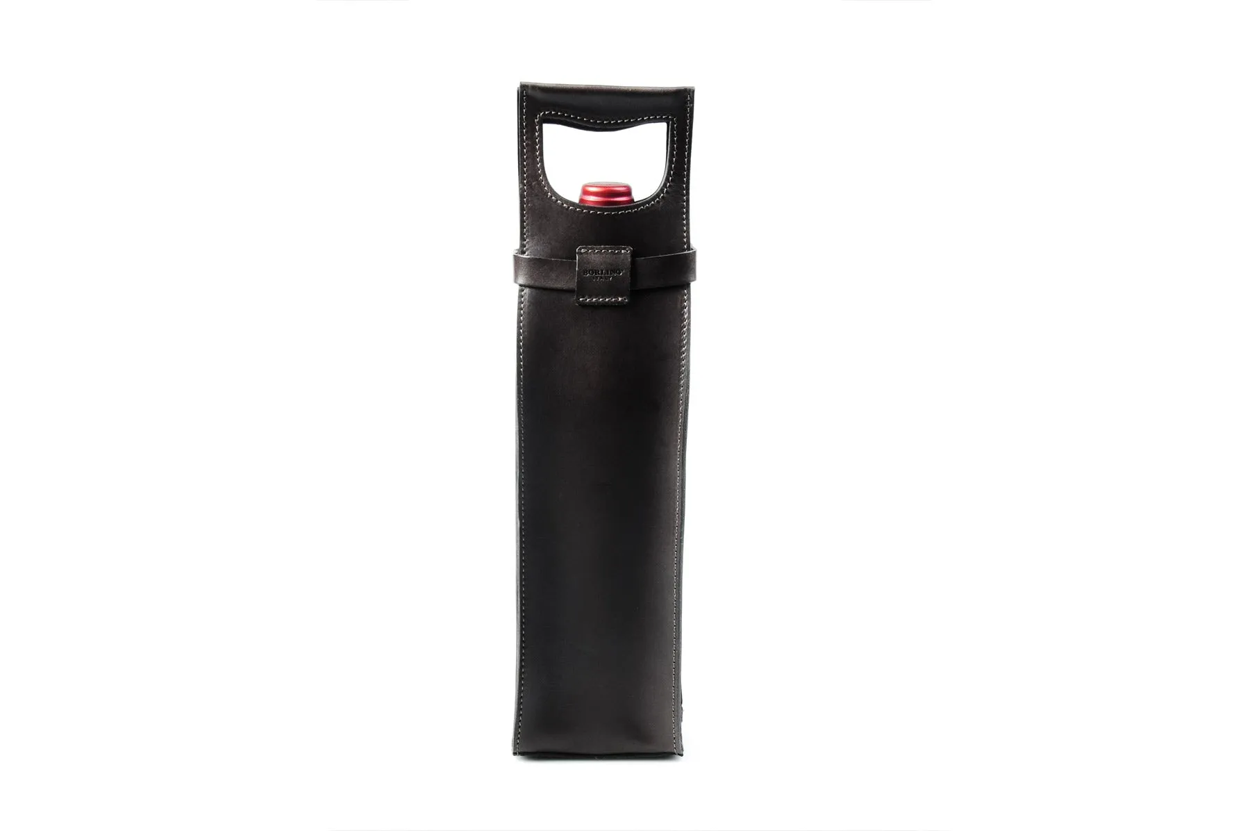 Italian Leather Wine Carrier - Vachetta Leathers - Onyx