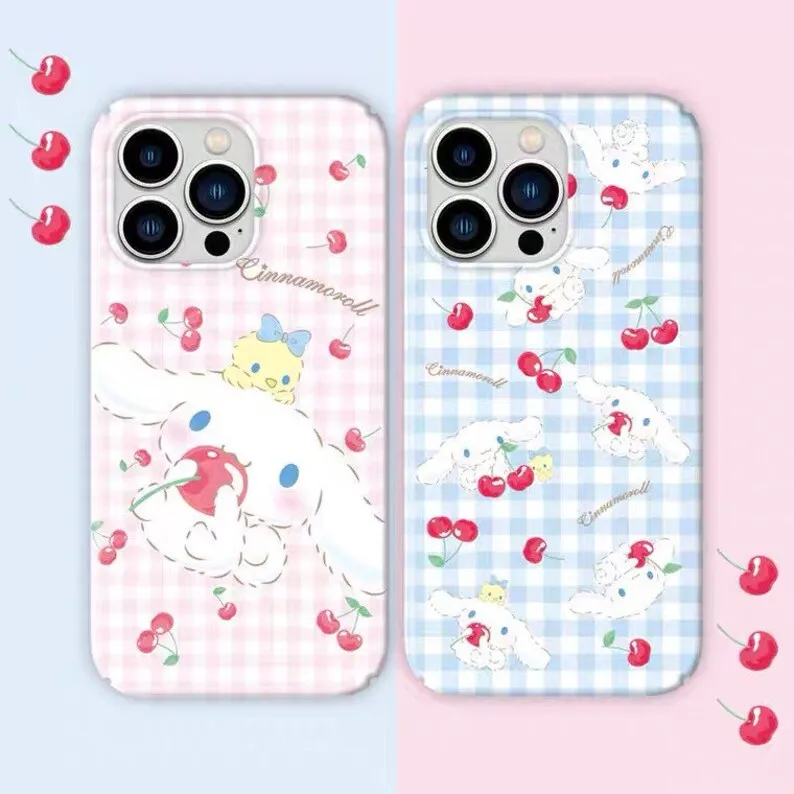 Japanese Cartoon CN with Cherry and Bird iPhone Case PLUS XS XR X 11 12 13 14 15 Pro Promax