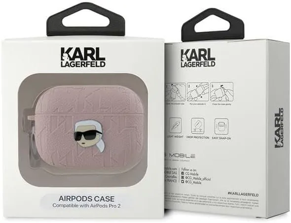 Karl Lagerfeld Monogram Karl Head Case for AirPods Pro 2 Pink - KLAP2PGKIPP