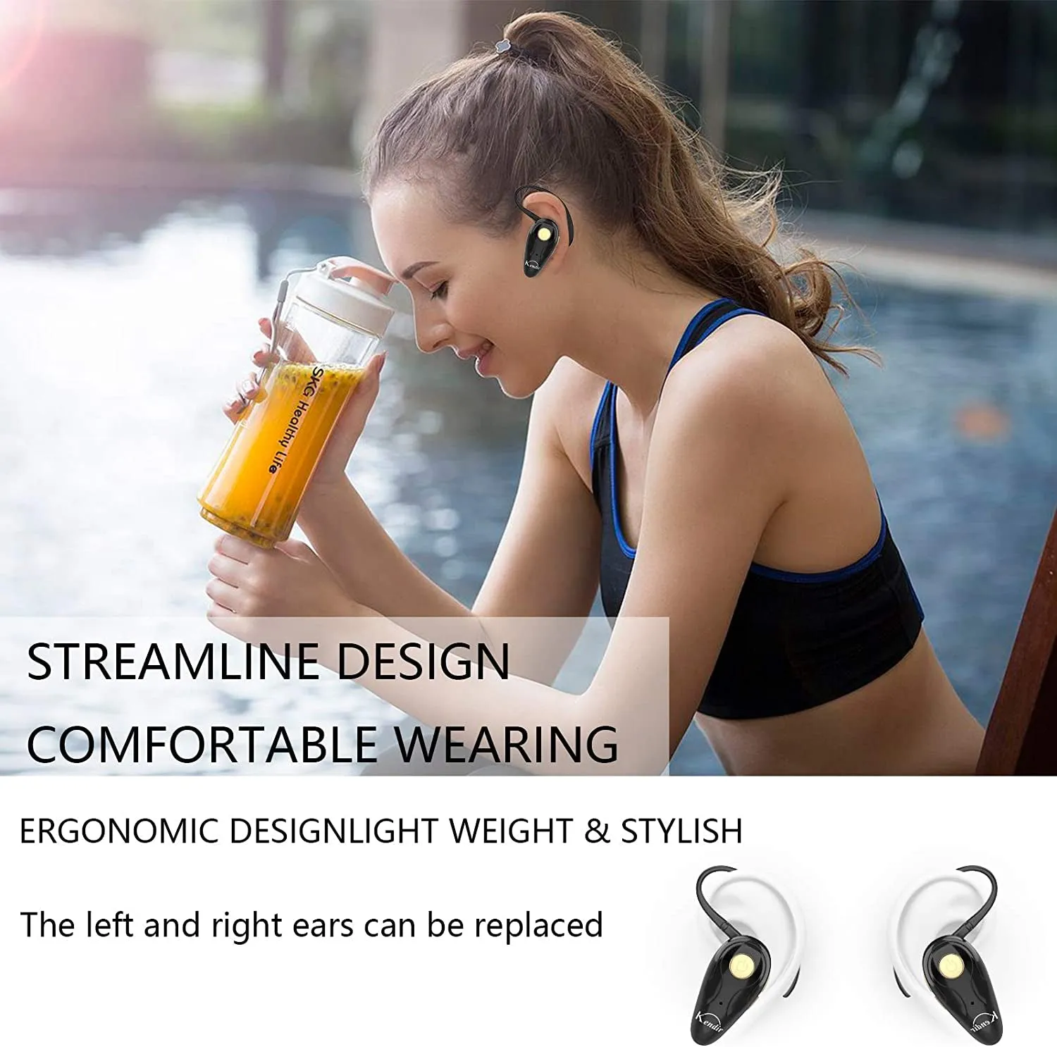 Kendir Bluetooth Headset, V5.0 Ultralight Wireless Headphone Cell Phone Earpiece with Mic Headsetcase,Volume Control, Handsfree Earbud,Compatible with Android/Iphone/Smartphones/Laptop