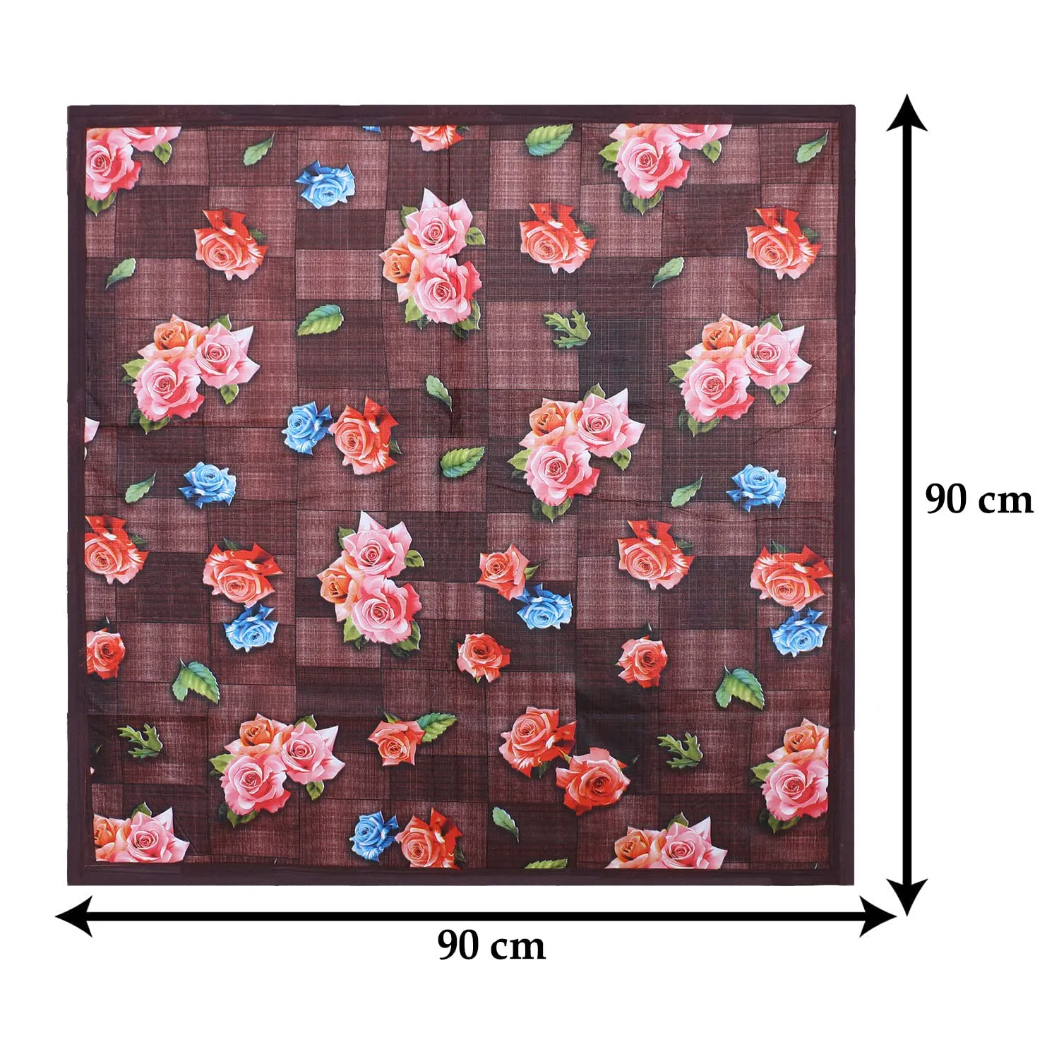 Kuber Industries Polyvinyl Chloride Bed Server|PVC Rose Floral & Strips Print Both Sided Food Mat|Waterproof Mattress Protector, 35X35 Inch (Multicolor)