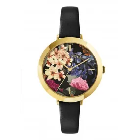 Ladies Ammy Floral  Black Leather Watch BKPAMF101