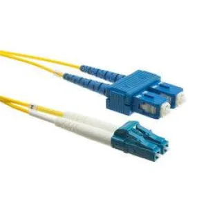 LC/SC Duplex Fiber Optic Patch Cable, OS2 9/125 Singlemode, Yellow Jacket, Blue Connector, 9 meter (29.5 foot)