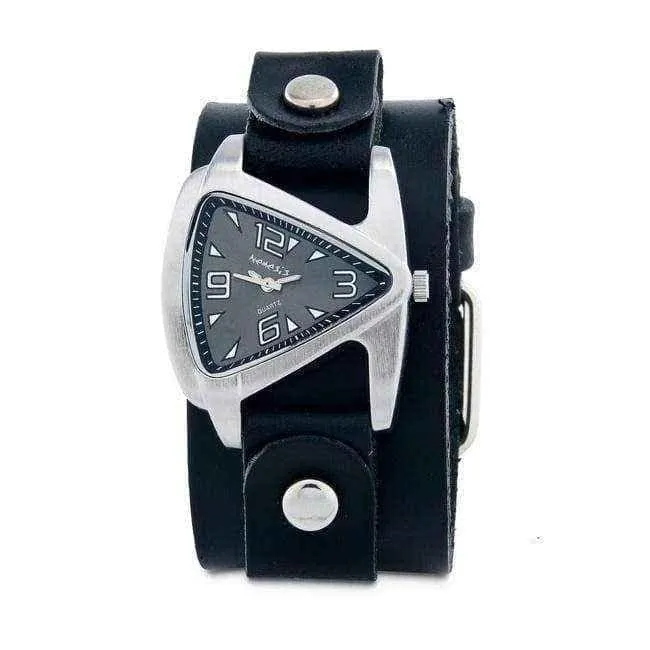 Leather cuff watch