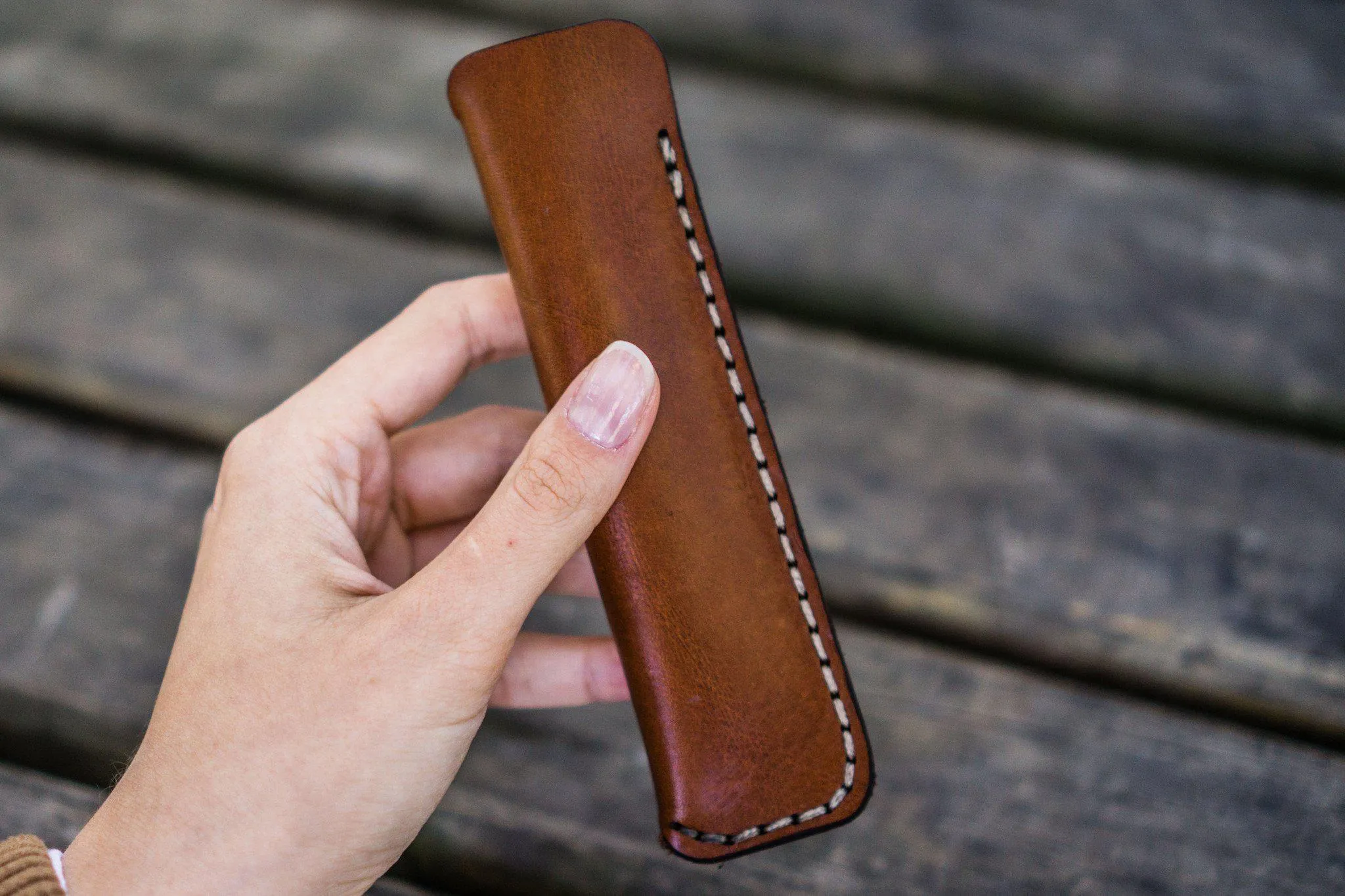 Leather Single Fountain Pen Case / Pen Pouch - Brown