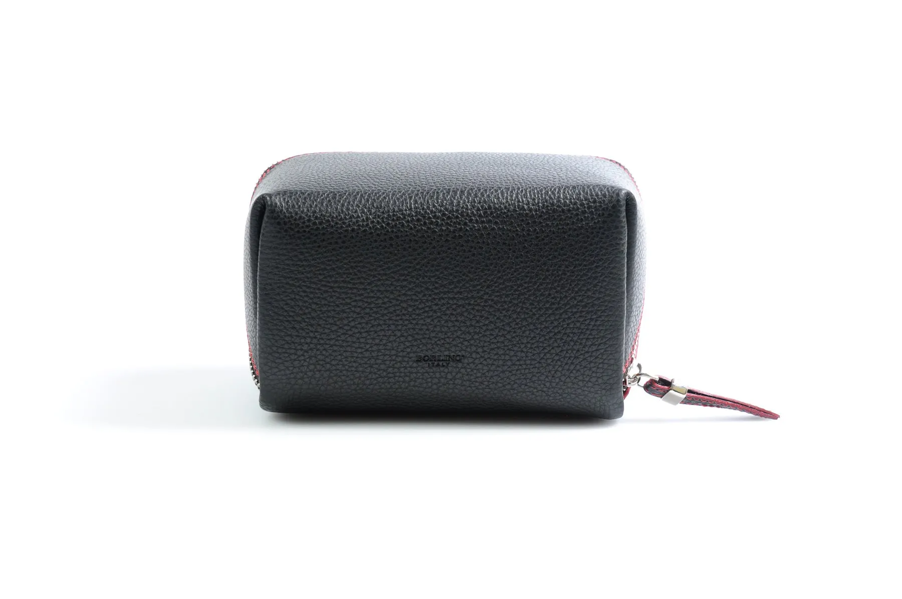 Leather Travel Case -  Onyx Black Red Trim