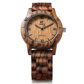 LeeEv  Nature Zebra Wood Japanese Quartz Men Watch Fashion Casual Watches All Brown Wooden Man Luminous Analog Wristwatch EV2075