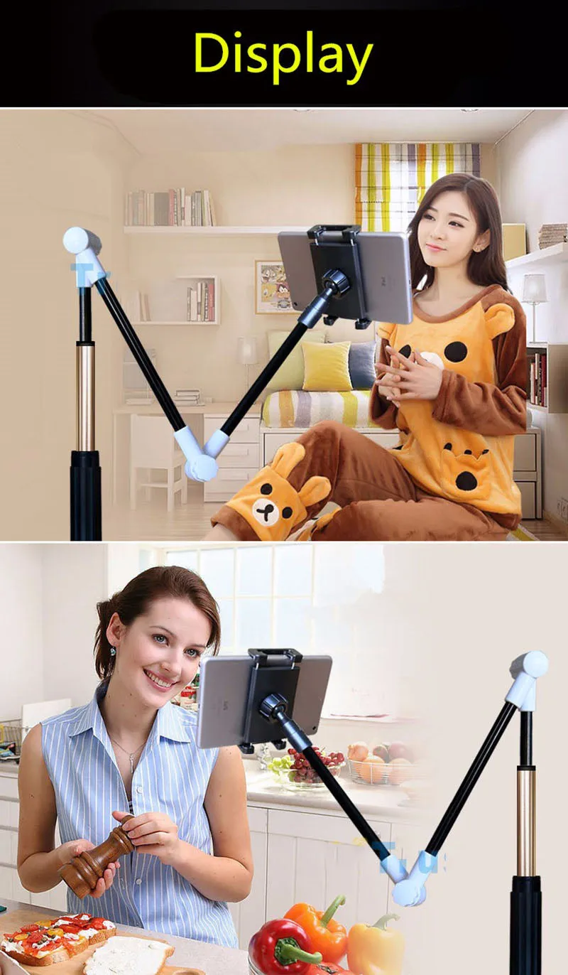 Long Arm Device Holder Stand w/ 360 Rotation For IPhones, IPads & more!