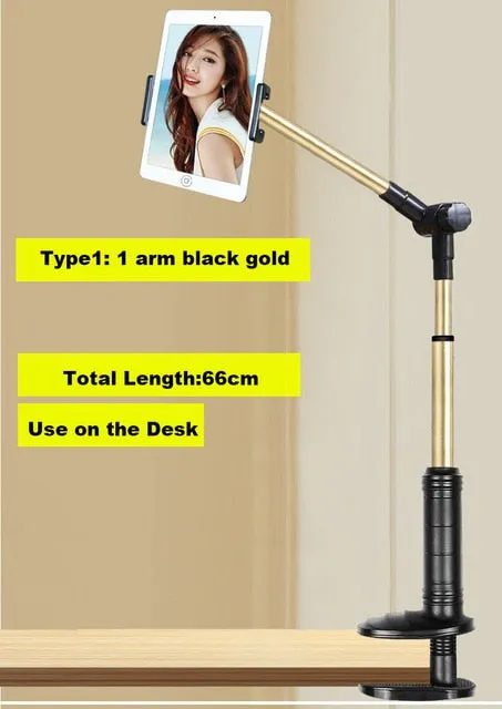 Long Arm Device Holder Stand w/ 360 Rotation For IPhones, IPads & more!