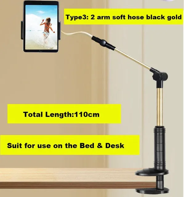 Long Arm Device Holder Stand w/ 360 Rotation For IPhones, IPads & more!