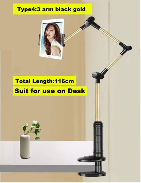 Long Arm Device Holder Stand w/ 360 Rotation For IPhones, IPads & more!