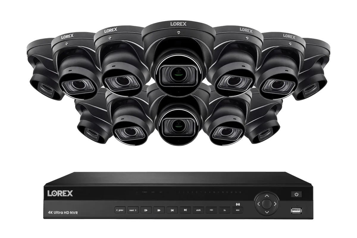 Lorex 4K (16 Camera Capable) 4TB Wired NVR System with Nocturnal 3 Smart IP Dome Cameras with Listen-in Audio and Motorized Varifocal Lenses