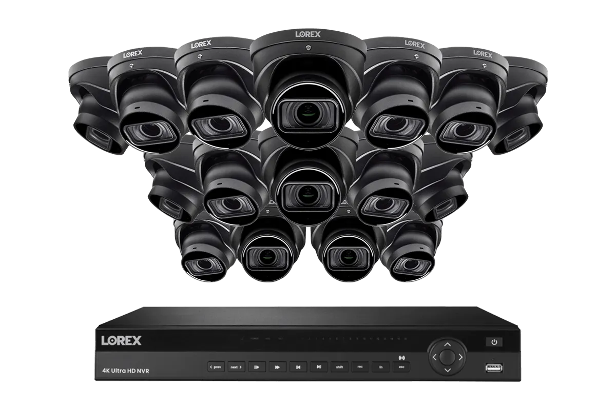 Lorex 4K (16 Camera Capable) 4TB Wired NVR System with Nocturnal 3 Smart IP Dome Cameras with Listen-in Audio and Motorized Varifocal Lenses