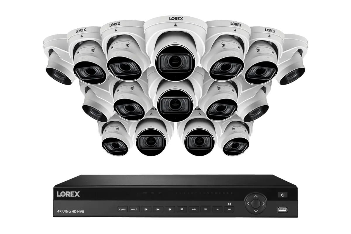 Lorex 4K (16 Camera Capable) 4TB Wired NVR System with Nocturnal 3 Smart IP Dome Cameras with Listen-in Audio and Motorized Varifocal Lenses