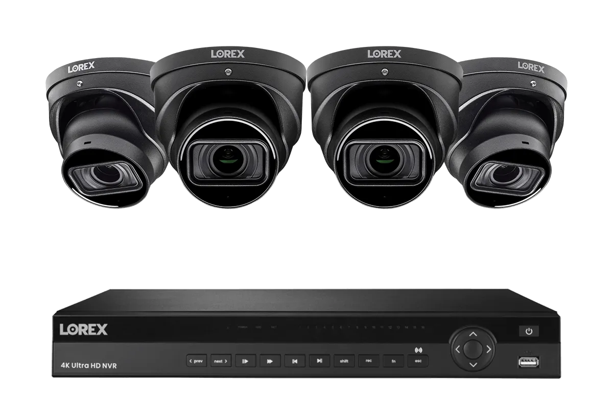 Lorex 4K (16 Camera Capable) 4TB Wired NVR System with Nocturnal 3 Smart IP Dome Cameras with Listen-in Audio and Motorized Varifocal Lenses