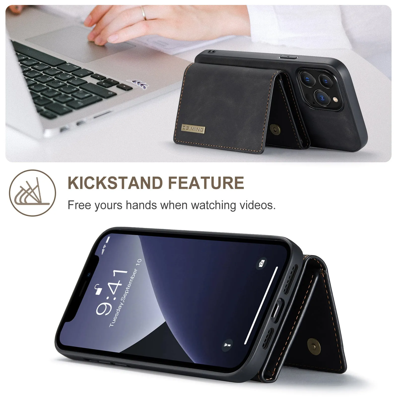 Magnetic 2 In 1 Detachable Leather Phone Case With Card Case For iPhone