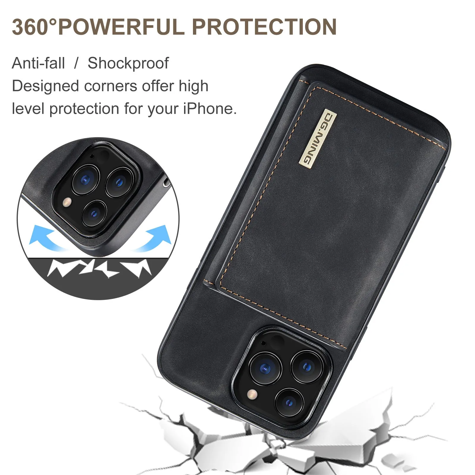 Magnetic 2 In 1 Detachable Leather Phone Case With Card Case For iPhone