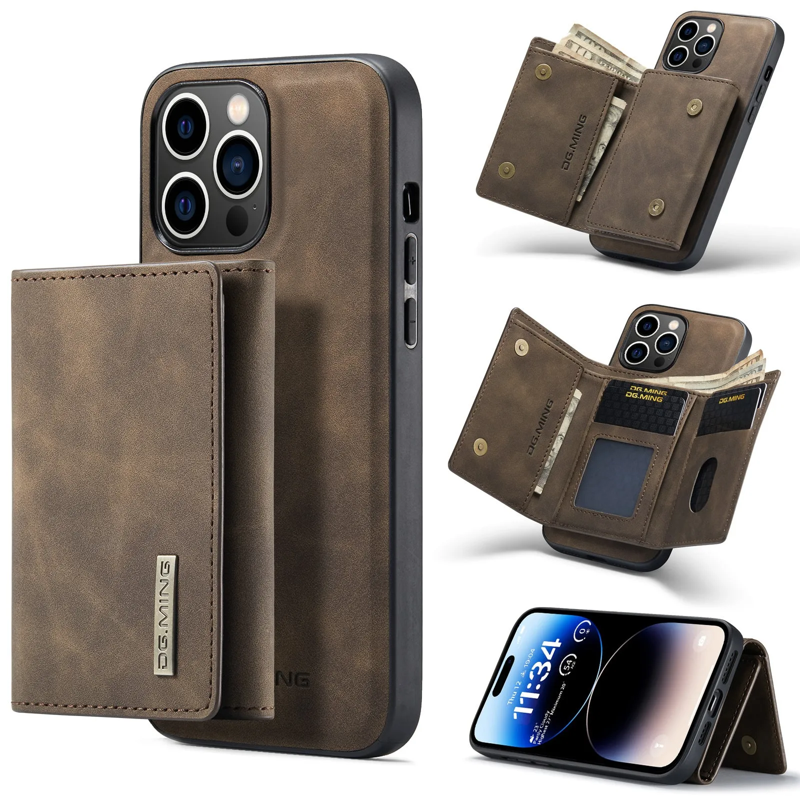 Magnetic 2 In 1 Detachable Leather Phone Case With Card Case For iPhone