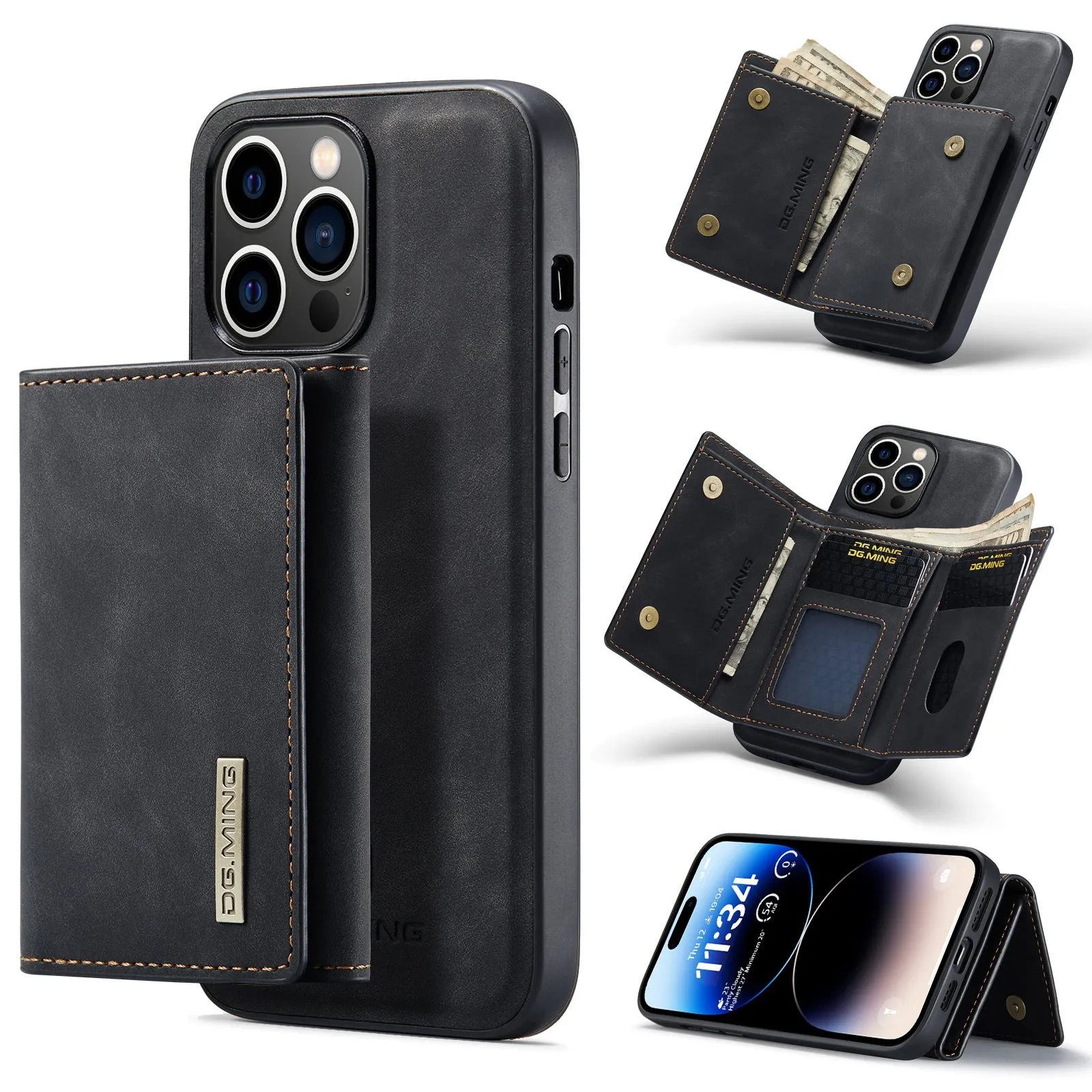 Magnetic 2 In 1 Detachable Leather Phone Case With Card Case For iPhone