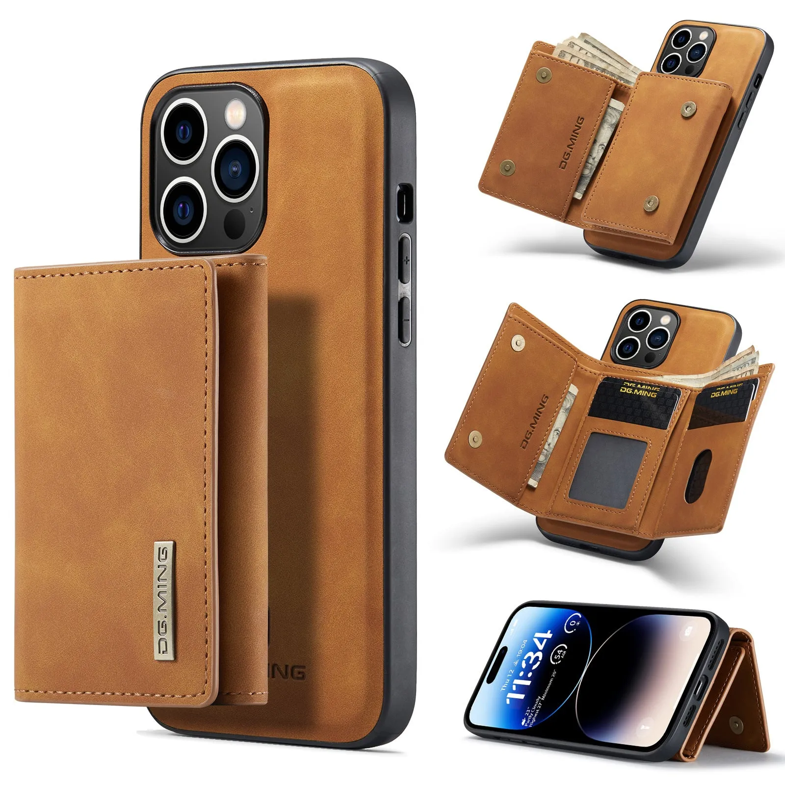 Magnetic 2 In 1 Detachable Leather Phone Case With Card Case For iPhone