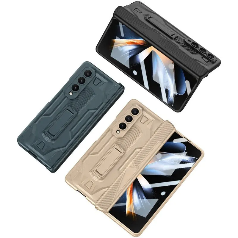 Magnetic Hinge Full Protection Phone Case With Kickstand Front Tempered Glass For Samsung Galaxy Z Fold 5