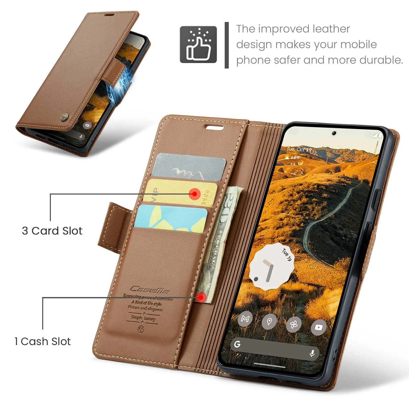 Magnetic Leather Wallet Card Phone Case Flip Purse Holder For Google Pixel 9