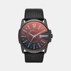 Men's Black Analog Leather Watch DZ1657