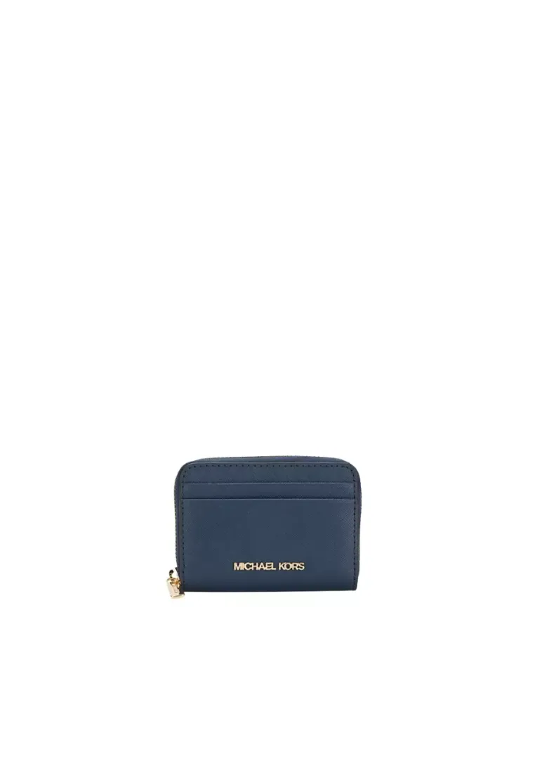 Michael Kors Jet Set Travel Medium Zip Card Case In Navy 35H8GTVZ1L