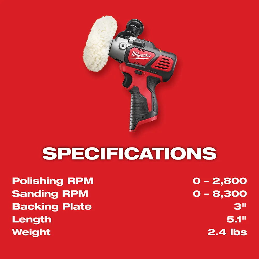 Milwaukee M12 12 Volt Lithium-Ion Cordless Variable Speed Polisher/Sander Xc/Compact Battery Kit