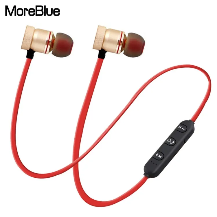 MoreBlue S07 Wireless Bluetooth Earphones Metal Magnetic Stereo Bass Headphones Cordless Sport Headset Earbuds With Microphone(Gold)