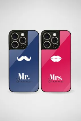 Mr. & Mrs. Couple Customized Glass Mobile Case - iPhone, Samsung & OnePlus