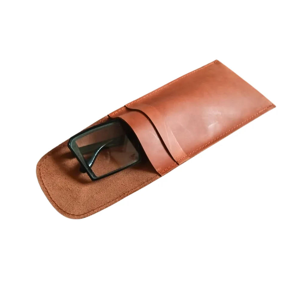 Mustard Leather Glasses Cover - Optical Pouch