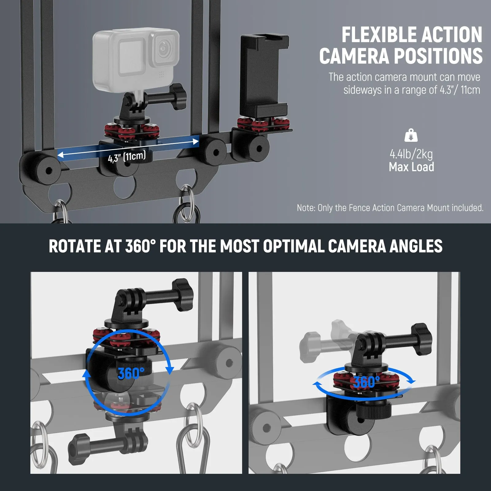 NEEWER PA022 Fence Mount Compatible with Action Camera