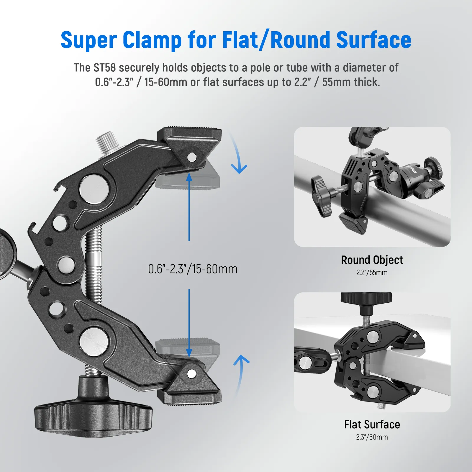 NEEWER ST58 Super Clamp with 3" Dual Ballhead Magic Arm