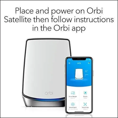 NETGEAR Orbi Whole Home Tri-band Mesh WiFi 6 Add-on Satellite (RBS850) – Works with Your Orbi WiFi 6 System Adds up to 2,500 sq. ft. Coverage AX6000 (Up to 6Gbps)