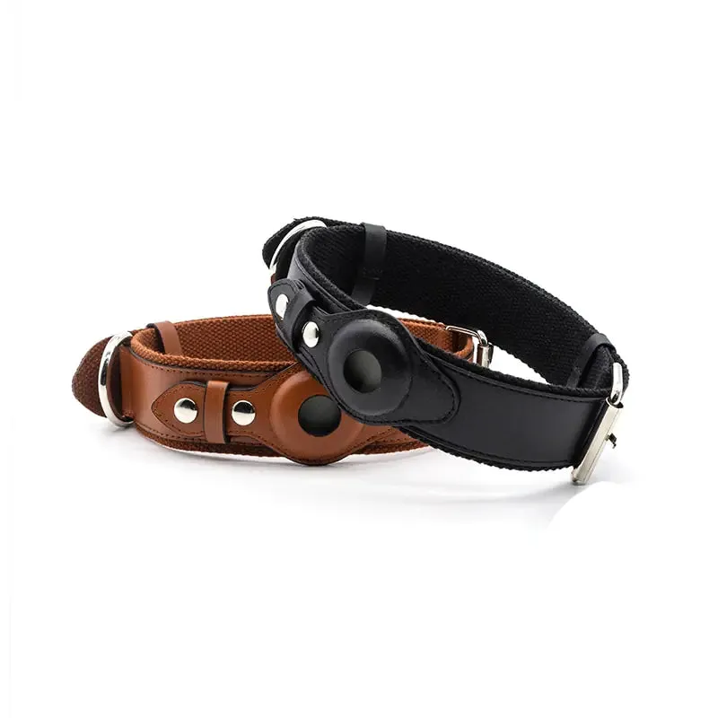 New Leather Airtag Dog Adjustable Collar