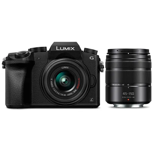 Panasonic Lumix DMC-G7 Mirrorless Micro Four Thirds Digital Camera with 14-42mm and 45-150mm Lenses (Black)