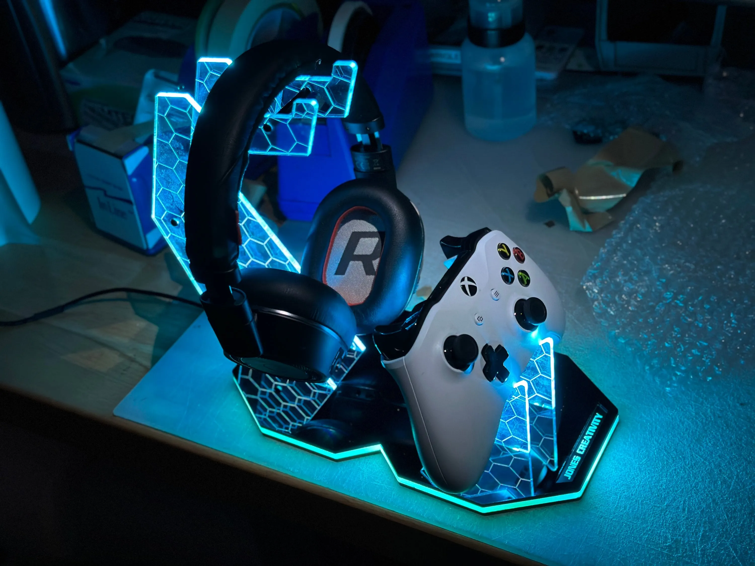 Personalized Headphone and Controller Stand - Gift for Gamers -  Custom Stand -  RGB— Universal Fit - Any Username/Any Gamer Tag