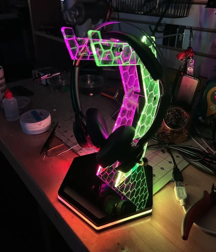 Personalized Headphone Stand - Gift for Gamers -  Custom Stand -  RGB— Universal Fit - Any Username/Any Gamer Tag