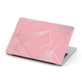 Personalized Macbook Hard Shell Case - Pink & Silver Geometric