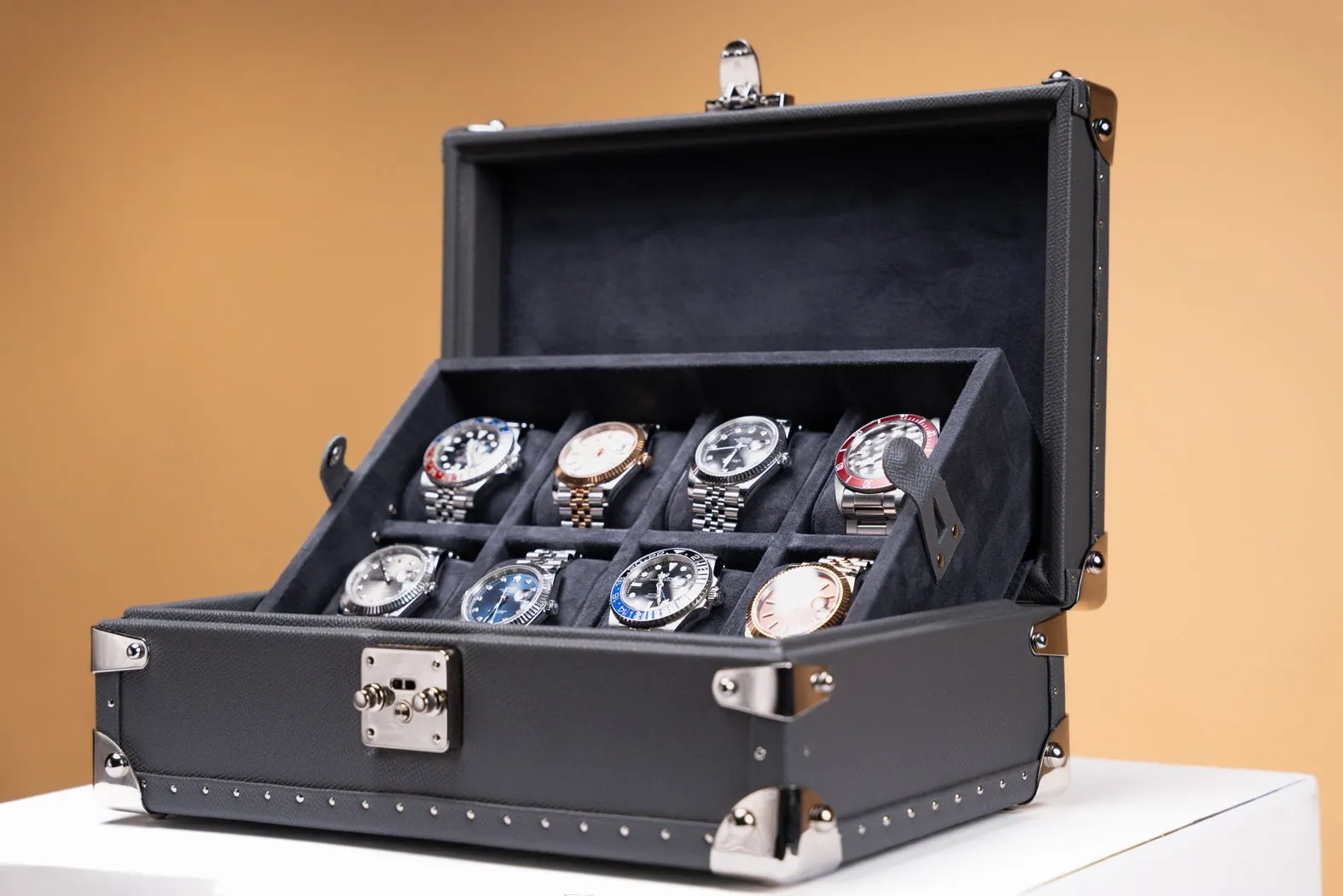 Petra Watch Case - Saffiano Dark Grey