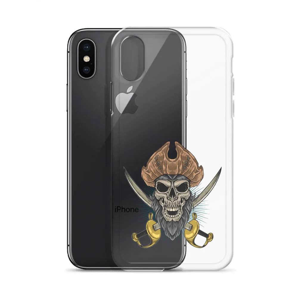 Pirate skull in front of crossed sabers iPhone Case