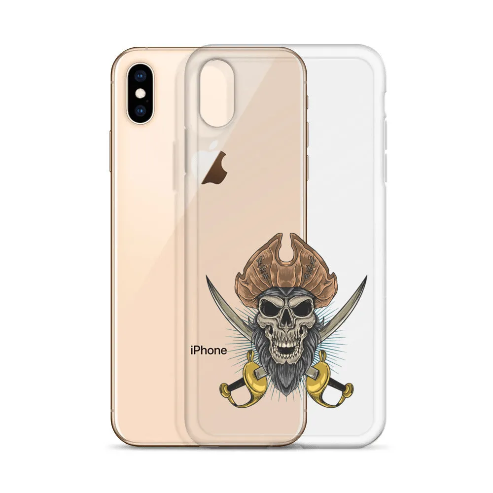 Pirate skull in front of crossed sabers iPhone Case