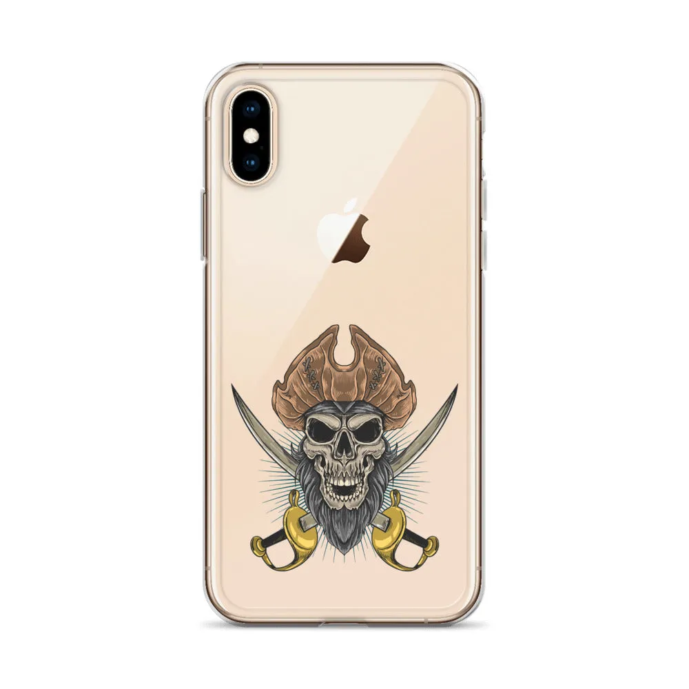 Pirate skull in front of crossed sabers iPhone Case